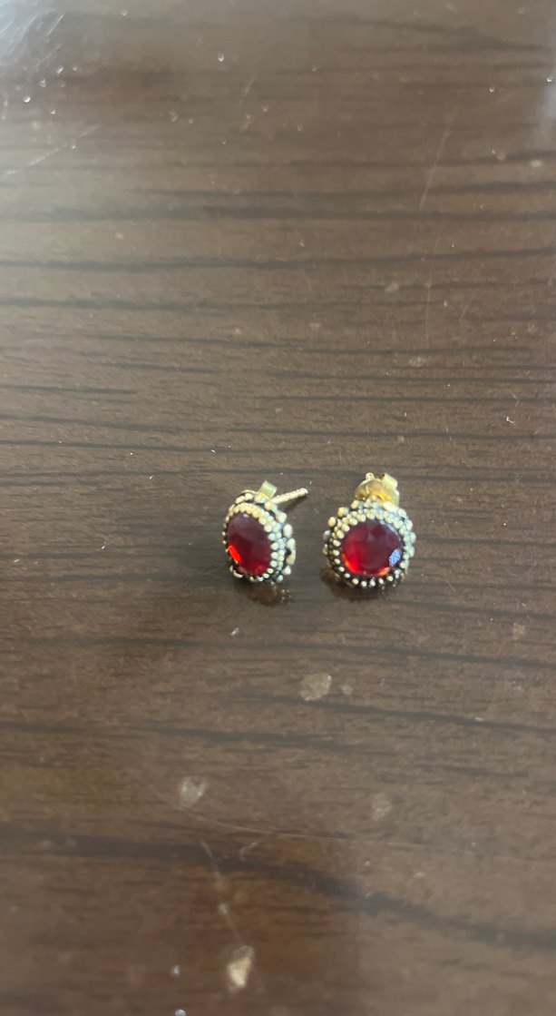 Kök yakut bronz küpe - Görsel 2