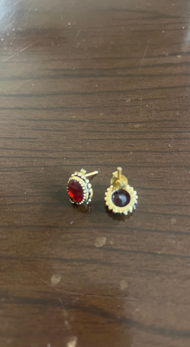 Kök yakut bronz küpe - Görsel 3