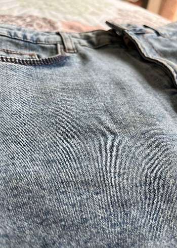 36 Beden mavi Renk Gri Batik Desenli Kadın Denim Şort