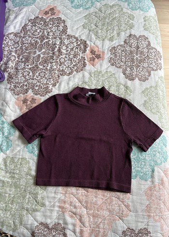 Bordo Kısa Kollu Balıkçı Yaka Kadın Triko