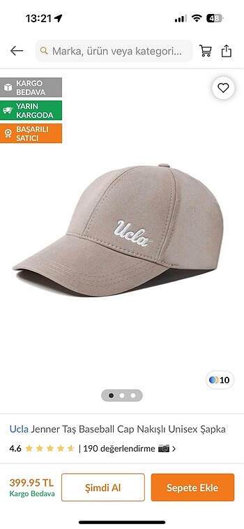 Diğer ucla cap nakışlı unisex şapka