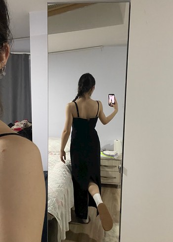 İşlemeli Siyah Uzun Abiye Elbise - Görsel 4