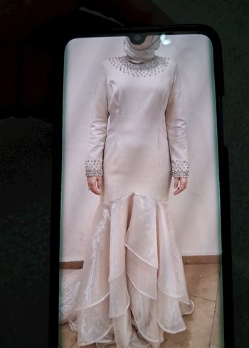 kuyruklu taş detaylı balık model tesettür abiye - Görsel 5