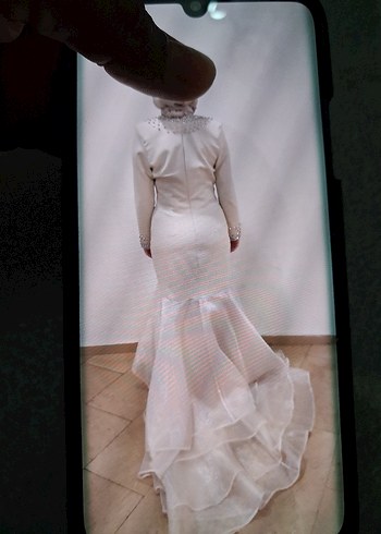 kuyruklu taş detaylı balık model tesettür abiye - Görsel 2