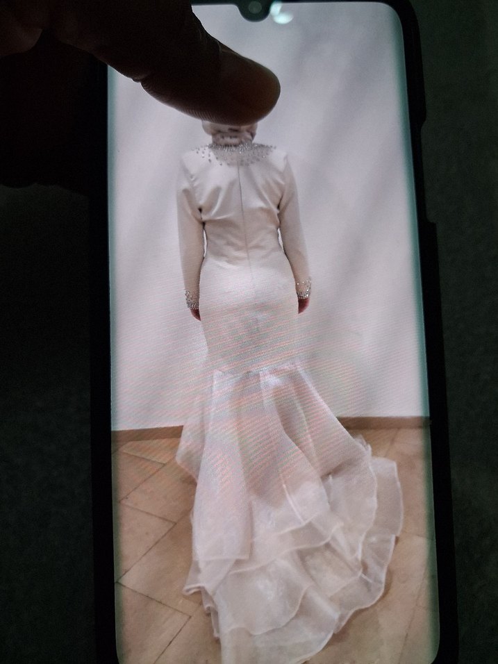 kuyruklu taş detaylı balık model tesettür abiye - Görsel 2