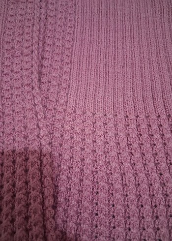 Pembe V Yakalı Örgü Kadın Yelek - Görsel 2