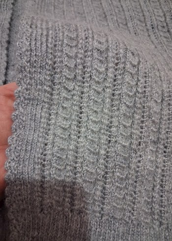 Gri Örgü Kadın yelek V Yaka - Görsel 2