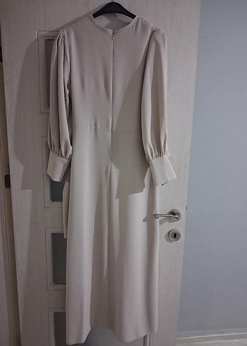 Bej Drapeli Uzun Kadın Elbise - Görsel 3