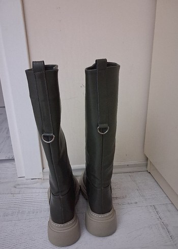 Kadın koyu gri Deri Dizüstü Çizme - Görsel 3