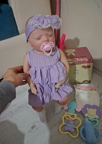 Mor gerçekçi Bebek Oyuncağı ve Aksesuarları - Görsel 4