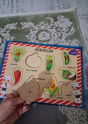 Sebzeler Temalı Ahşap Eğitici Puzzle - Görsel 2