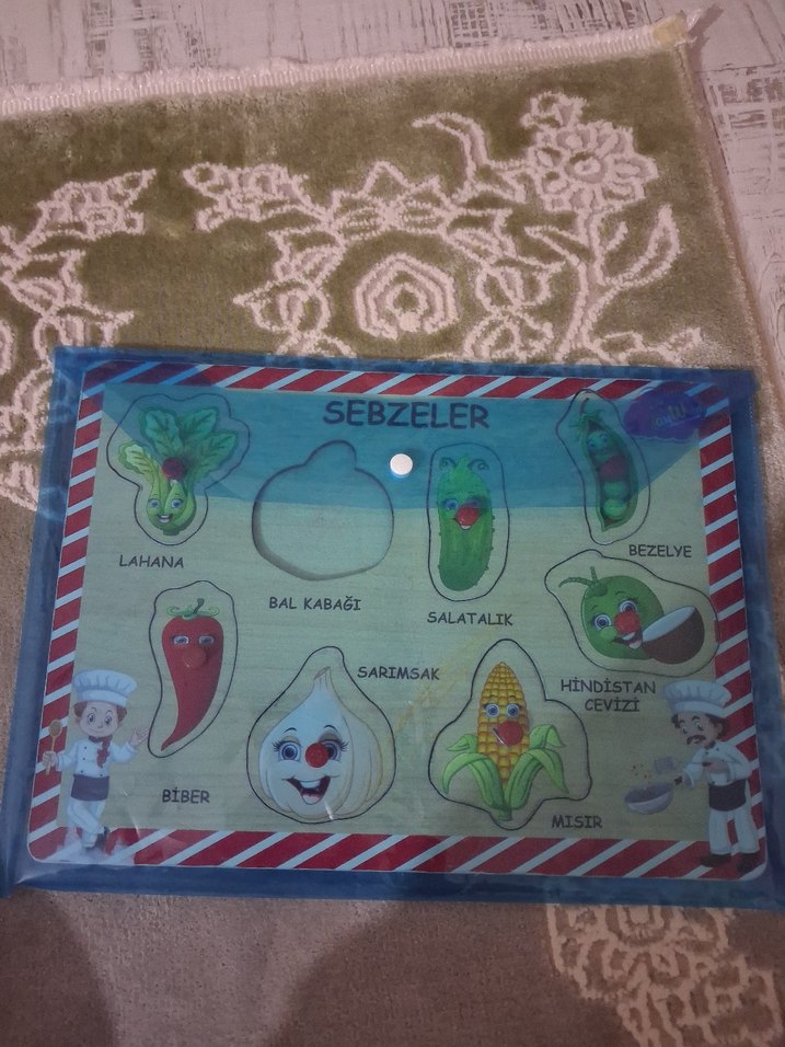 Sebzeler Temalı Ahşap Eğitici Puzzle - Görsel 3