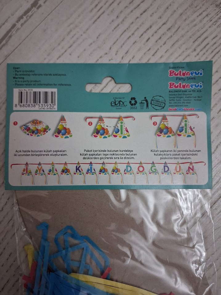 Renkli Doğum Günü Parti Külahı ve Banner Seti - Görsel 3