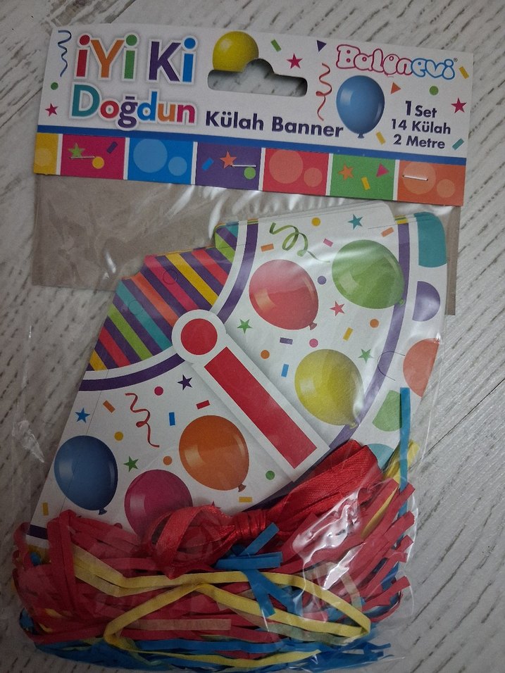 Renkli Doğum Günü Parti Külahı ve Banner Seti - Görsel 4