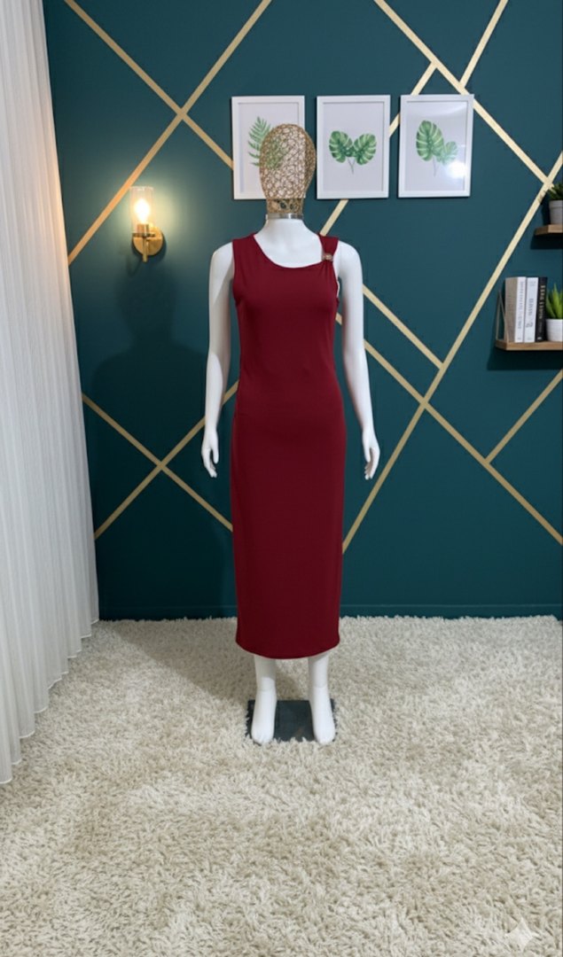 Beyaz V Yakalı Örgü Bohem Uzun Elbise - Görsel 3