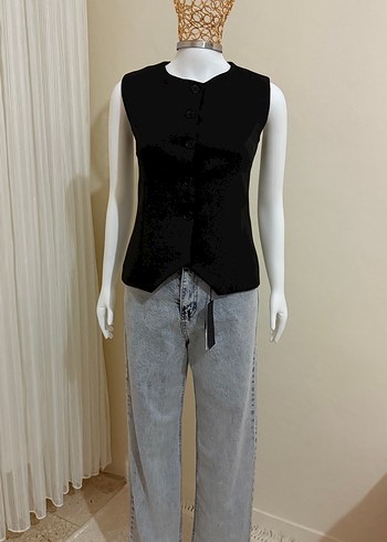 Düğmeli Siyah Kadın Yelek - Görsel 3