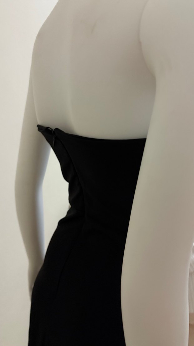 Siyah Yüksek Yakalı Midi Kadın Elbise - Görsel 4