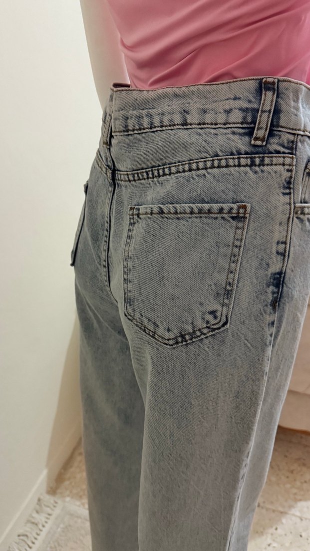 Gri Tie-Dye Kadın Denim Pantolon - Görsel 4