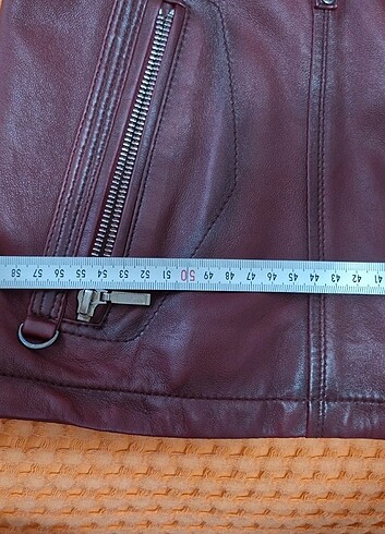 Gerçek deri ceket 4XL bordo renk - Görsel 7