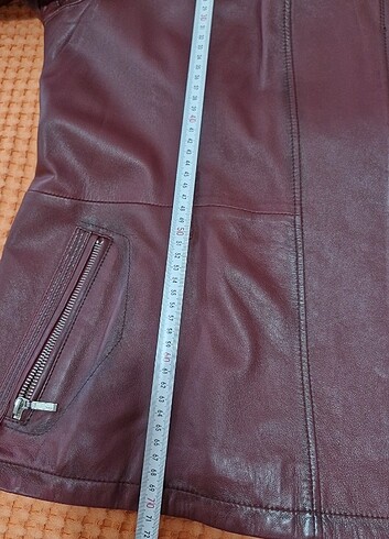 Gerçek deri ceket 4XL bordo renk - Görsel 8