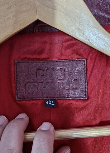 Gerçek deri ceket 4XL bordo renk - Görsel 6