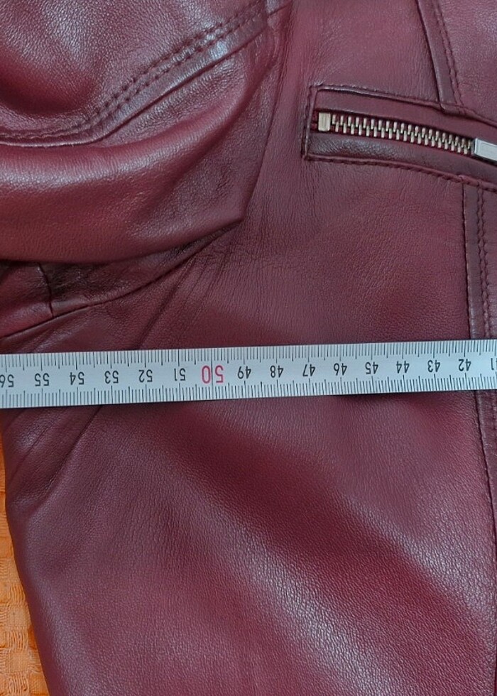 Gerçek deri ceket 4XL bordo renk - Görsel 5