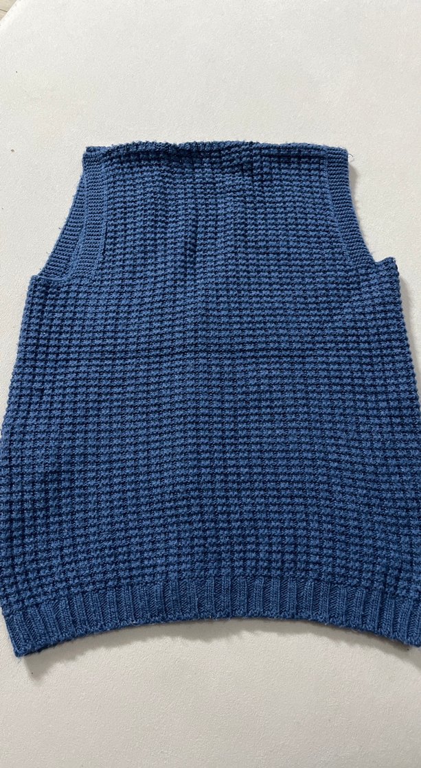 Düğmeli Mavi Örgü  Süveter - Görsel 3