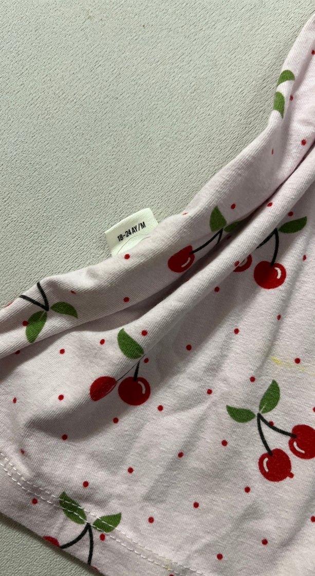 Kız Çocuk Kiraz Desenli Fırfırlı Elbise - Görsel 3