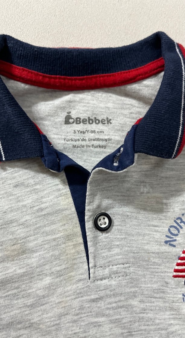 Erkek Çocuk Gri Kısa Kollu Polo Tişört - Görsel 2