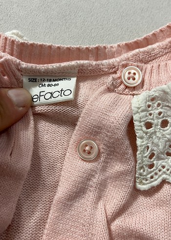 Dantel Yakalı Pembe Kız Hırka - Görsel 2