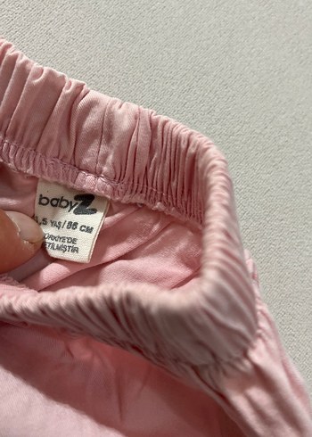 Pembe Keten Kız Şort Ruffle Detaylı - Görsel 2