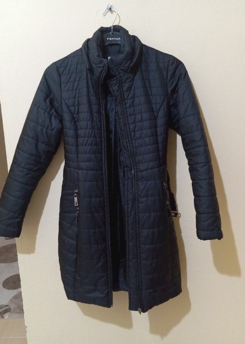 Kürk Detaylı Siyah Kadın Kışlık Mont - Görsel 5