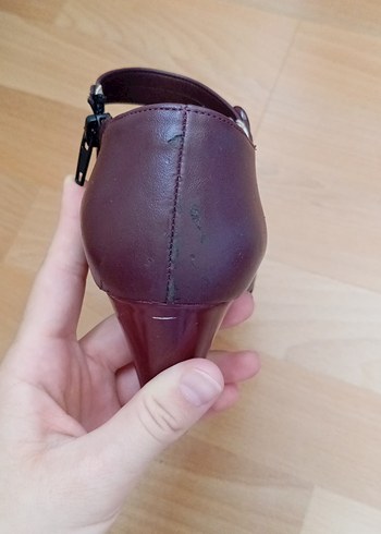 Bordo Vintage Tokalı Kadın Topuklu Ayakkabı - Görsel 5