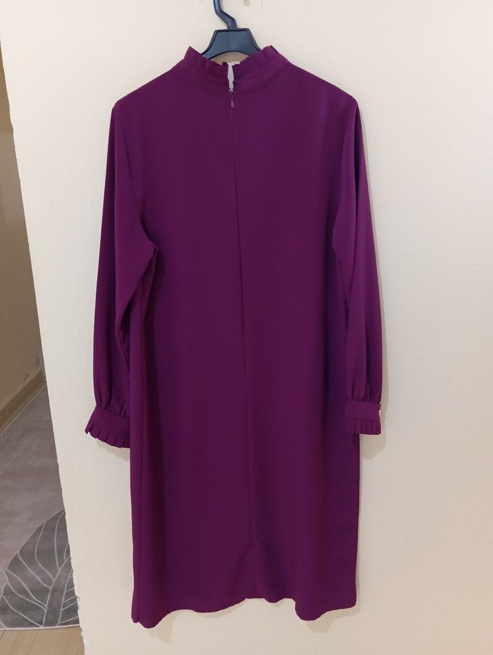 Uzun Kollu, Pileli Mor Kadın Tunik - Görsel 3