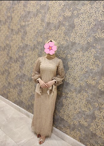 Uzun Sütlü Kahve Kadın Abiye - Görsel 2