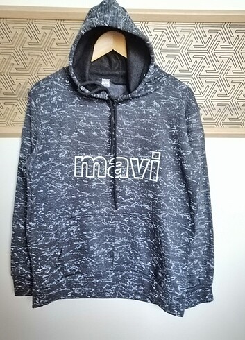Mavi Kışlık Kapşonlu Sweatshirt 