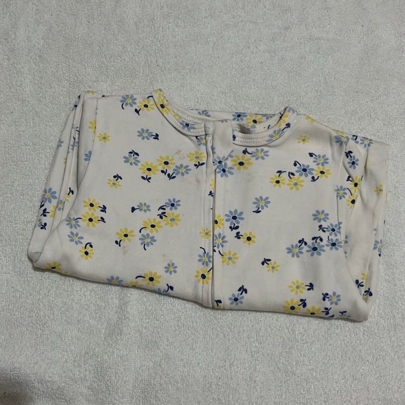 Fermuarlı Çiçek Desenli Bebek Tulum - Görsel 3