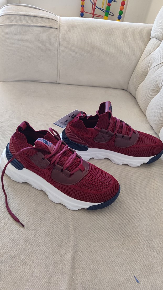 Bordo Elastik Bağcıklı erkek Spor Ayakkabı - Görsel 2