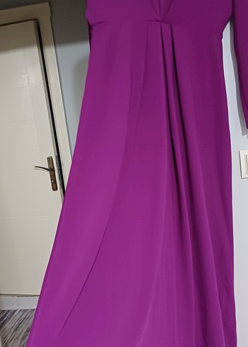 Uzun Kollu Mor  elbise - Görsel 2