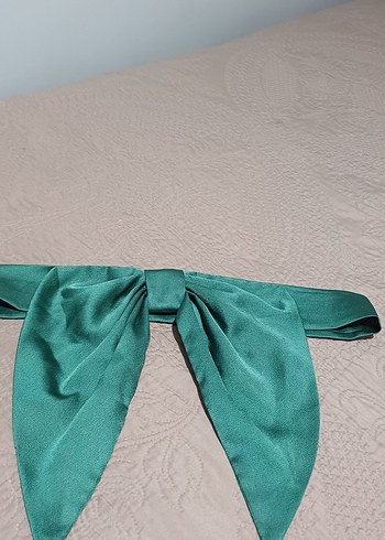 Yeşil Saten Uzun Drapeli Kadın Elbise - Görsel 3