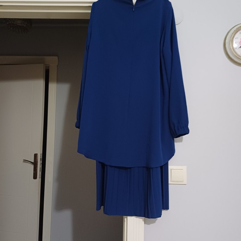 Kadın Mavi Uzun Pilili takım - Görsel 2