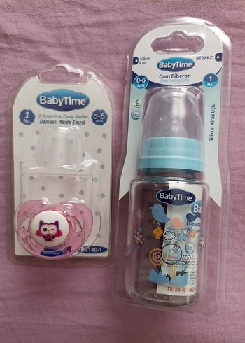BabyTime Pembe Emzik ve Cam Biberon Seti - Görsel 2