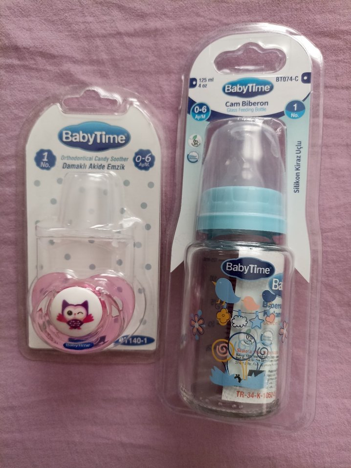 BabyTime Pembe Emzik ve Cam Biberon Seti - Görsel 2