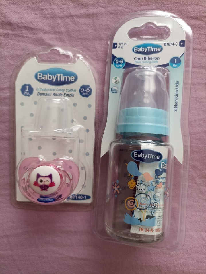 BabyTime Pembe Emzik ve Cam Biberon Seti - Görsel 3