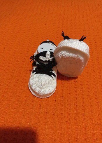 Adidas Beyaz Örgü Erkek Bebek Patik Zebra Desenli