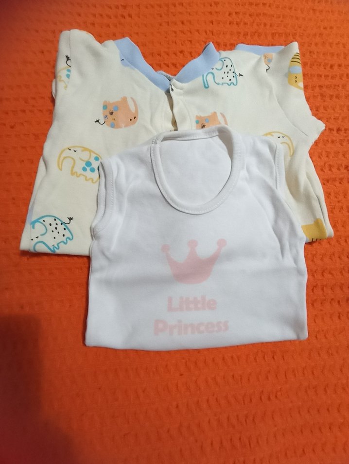 Bebek Kolsuz Beyaz Baskılı Tulum - Görsel 2