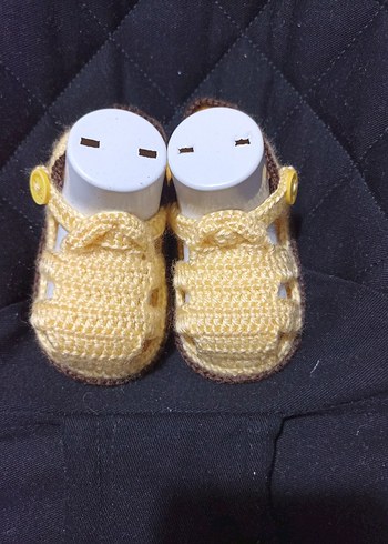 Sarı Örgü Kız erkek Bebek Patik - Görsel 2