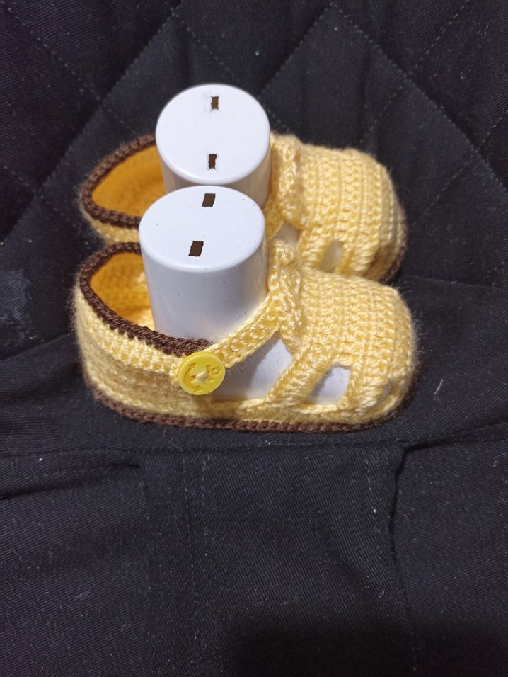 Sarı Örgü Kız erkek Bebek Patik - Görsel 3