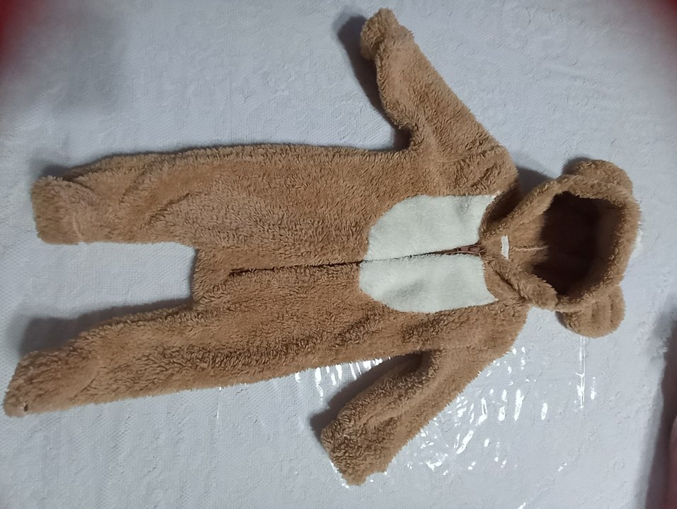 Kahverengi Peluş Bebek Tulumu - Görsel 5