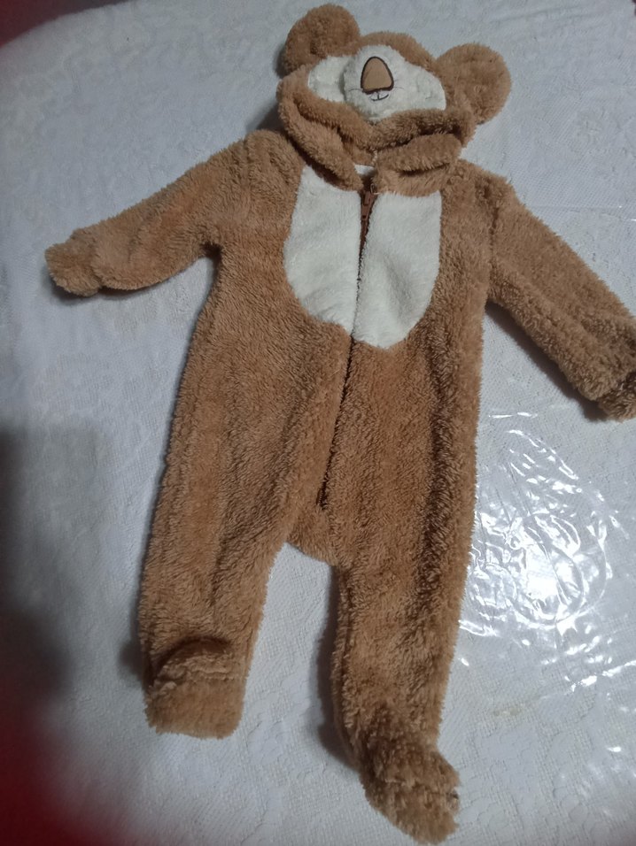 Kahverengi Peluş Bebek Tulumu - Görsel 4